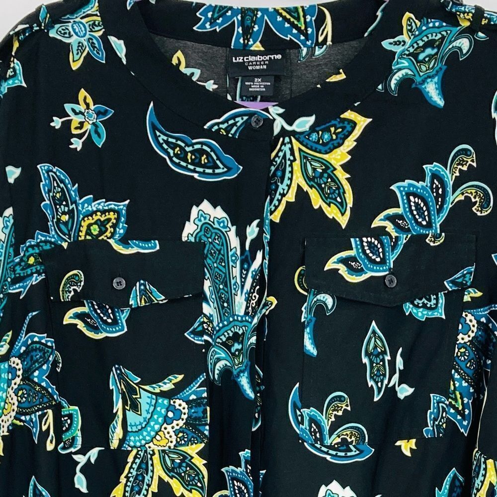 Liz Claiborne Plus Size Paisley Shirt/Dress 2X - Picture 3 of 10